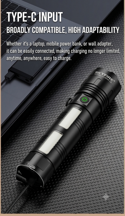 🔥🔥50%off 🔦Rechargeable High-Lumen Flashlight, Large Capacity, Long-Distance Beam, Long-Lasting Lighting Lamp for Outdoor Camping