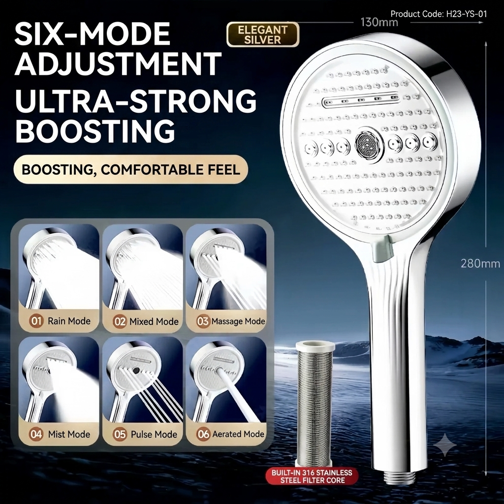 🔥🔥50%off🚿2026 upgraded booster high-flow shower head set with filter for bathroom bathing