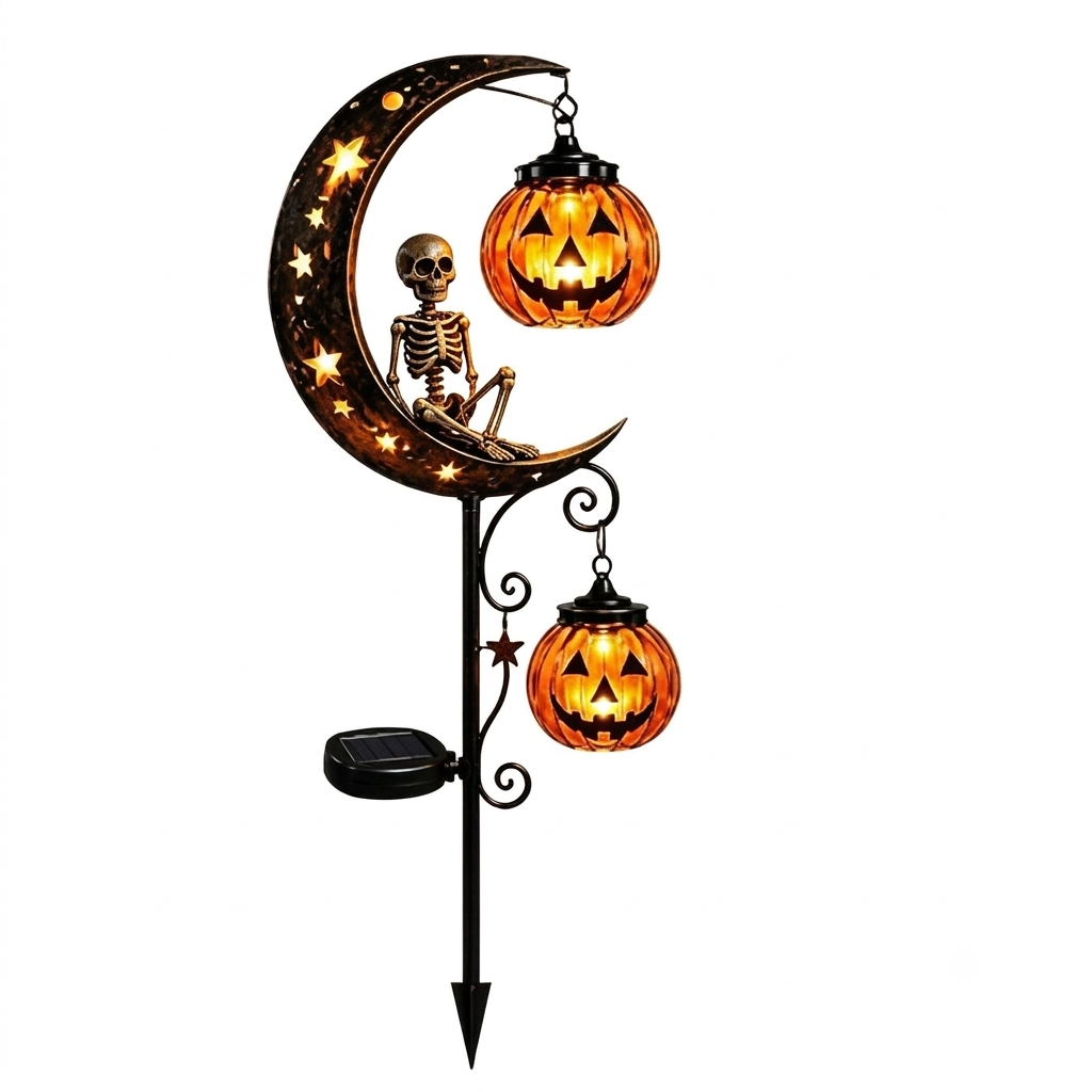 🎃 Halloween Early Bird Sale🌙 50% OFF Pumpkin Moon Garden Stake Light