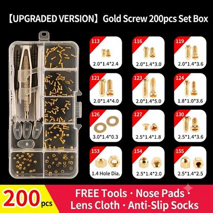 🔥50%off🔥Eyeglass Repair Tools Kit, Glasses Screws Silicone Nose Pads & Screwdriver Full Replacement Accessories