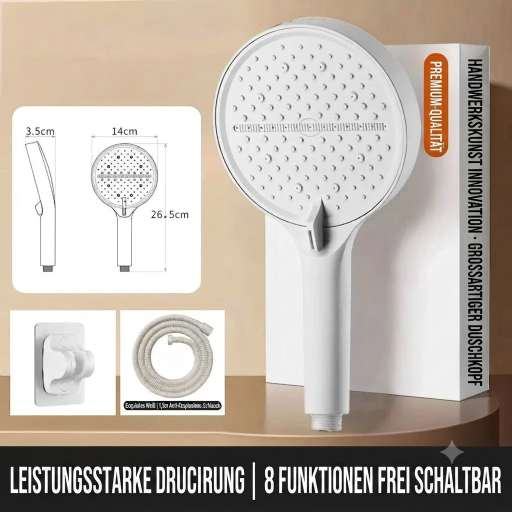 🔥50 % RABATT | Hochdruck-Duschkopf mit verstellbarem Strahl – 15-cm-Duschfläche & 7 Strahlmodi für ein unvergleichliches Duschvergnügen! 🚿✨