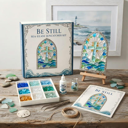 🎅 2026 Christmas Gift 50% Off--“Be Still” Christian Sea Glass Suncatcher DIY Kit