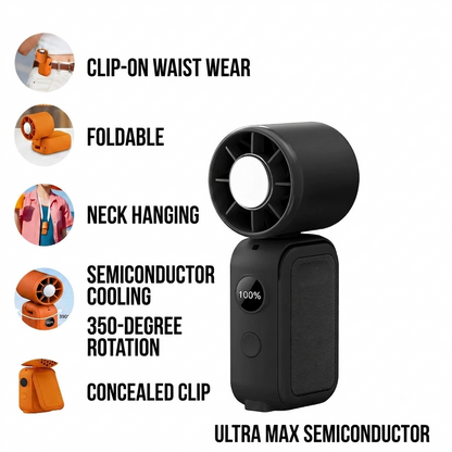 ✨Buy 1 Get 1 Free🧊5-in-1 Semiconductor Cooling Fan | Portable Handheld Ice Compress Fan | USB Rechargeable Folding Waist Clip & Neck Fan with Smart LED Display & Multi-Speeds