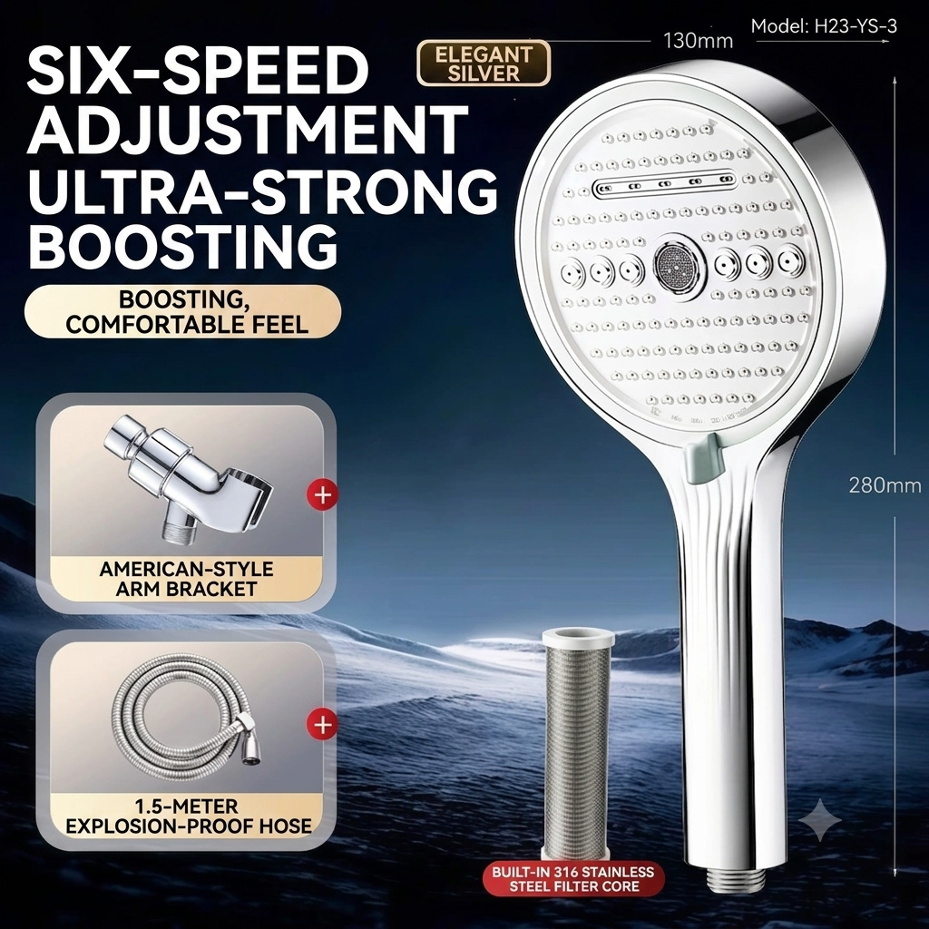 🔥🔥50%off🚿2026 upgraded booster high-flow shower head set with filter for bathroom bathing