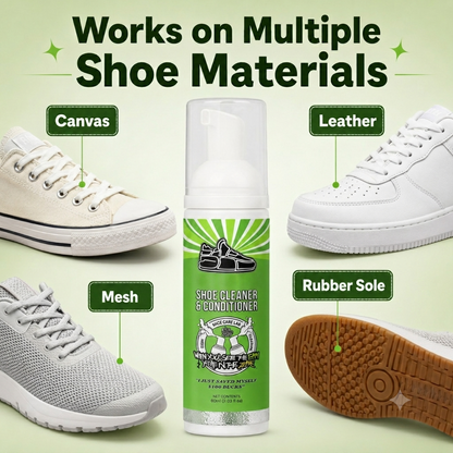 🔥Buy 1 Get 2 Free🔥Waterless Shoe Cleaner Foam | Multi-Surface All-in-One Stain Remover for Sneakers Leather Canvas Mesh & Rubber | Premium Hypoallergenic Sneaker Cleaning Kit
