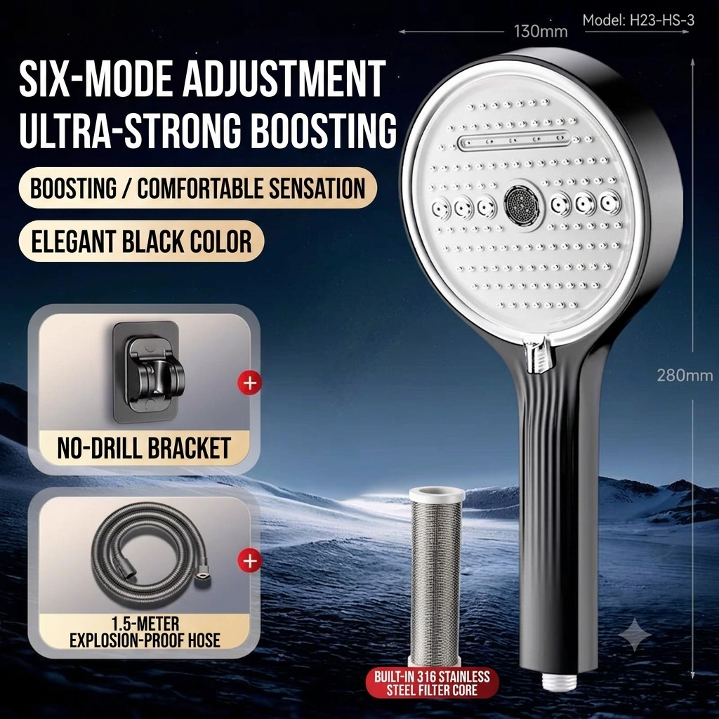 🔥🔥50%off🚿2026 upgraded booster high-flow shower head set with filter for bathroom bathing