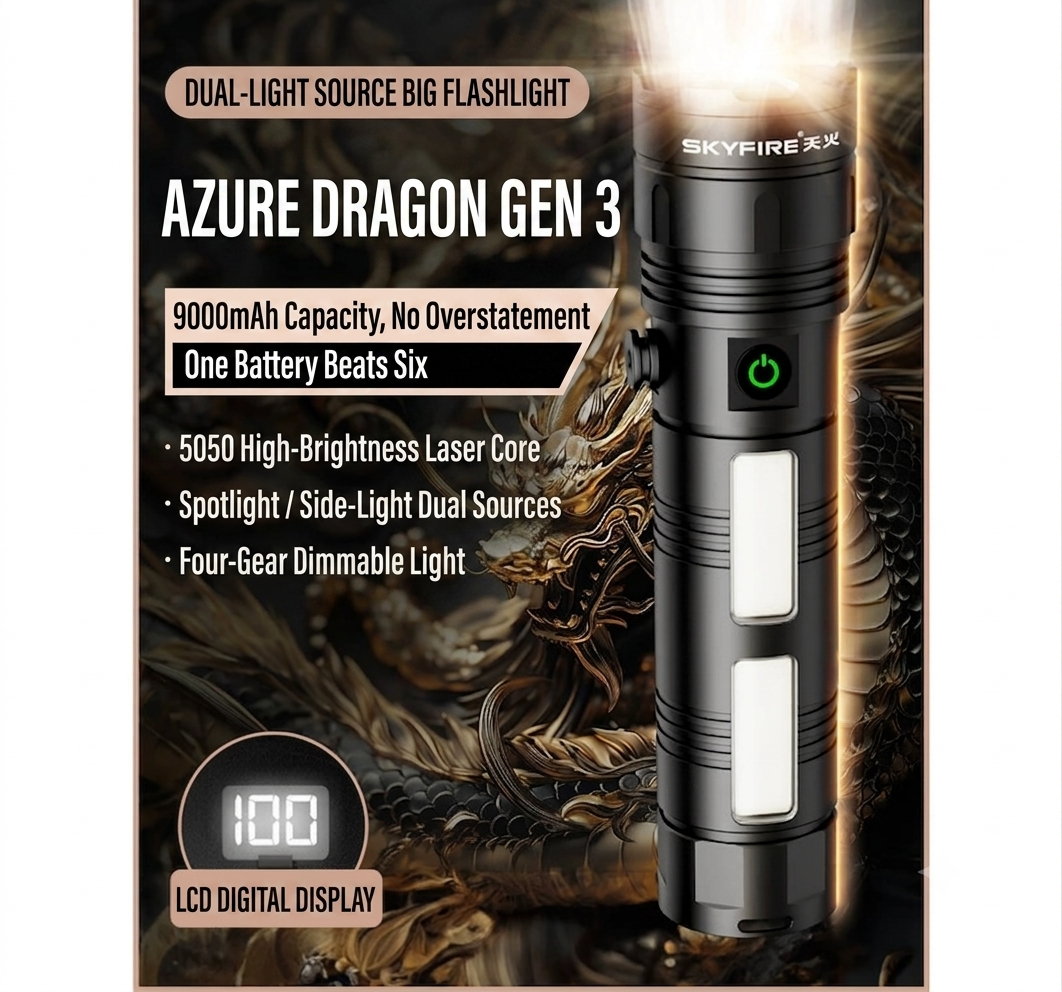 🔥🔥50%off 🔦Rechargeable High-Lumen Flashlight, Large Capacity, Long-Distance Beam, Long-Lasting Lighting Lamp for Outdoor Camping