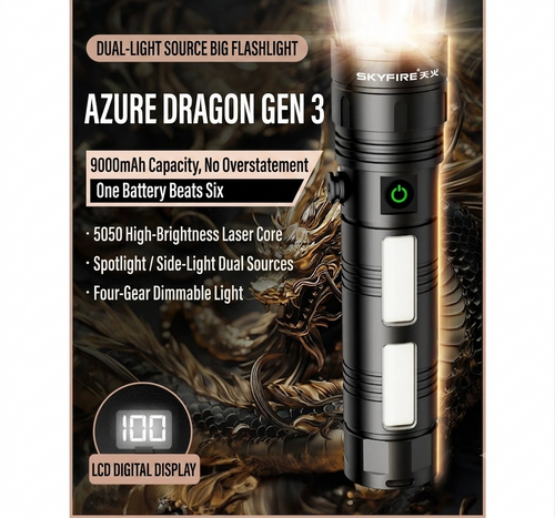 🔥🔥50%off 🔦Rechargeable High-Lumen Flashlight, Large Capacity, Long-Distance Beam, Long-Lasting Lighting Lamp for Outdoor Camping