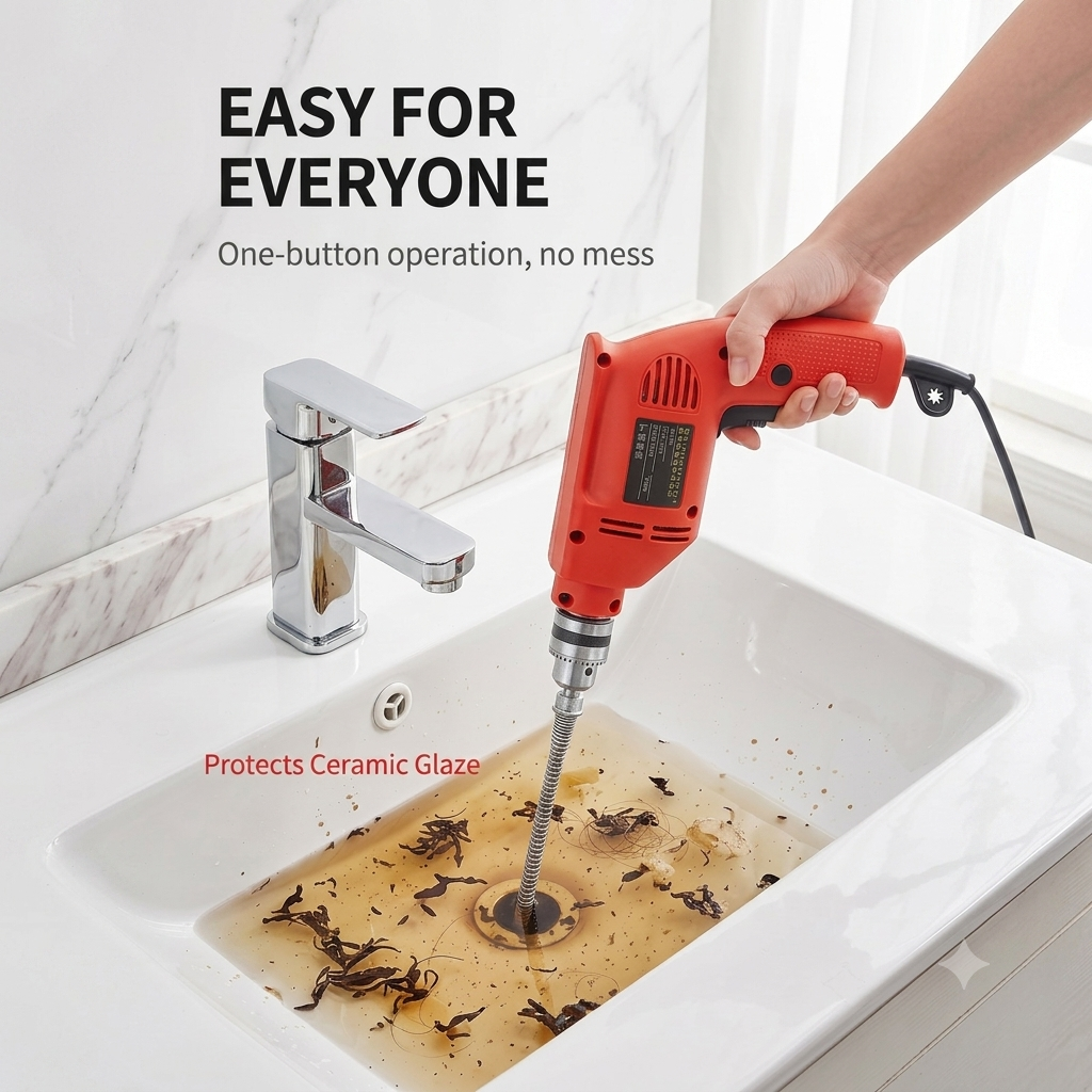 🔥50% OFF🔥Powerful spring tool for unclogging toilets, kitchen pipes, and floor drains