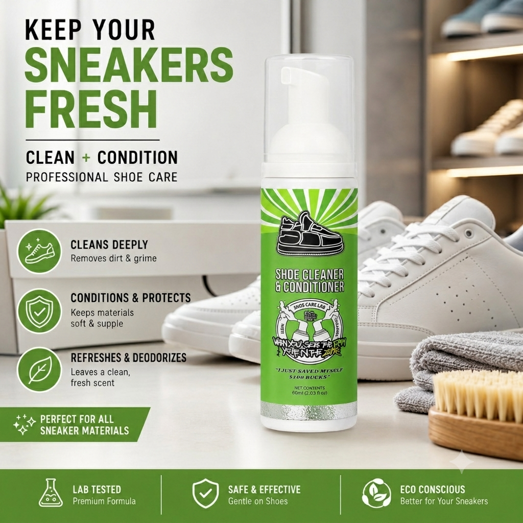 🔥Buy 1 Get 2 Free🔥Waterless Shoe Cleaner Foam | Multi-Surface All-in-One Stain Remover for Sneakers Leather Canvas Mesh & Rubber | Premium Hypoallergenic Sneaker Cleaning Kit