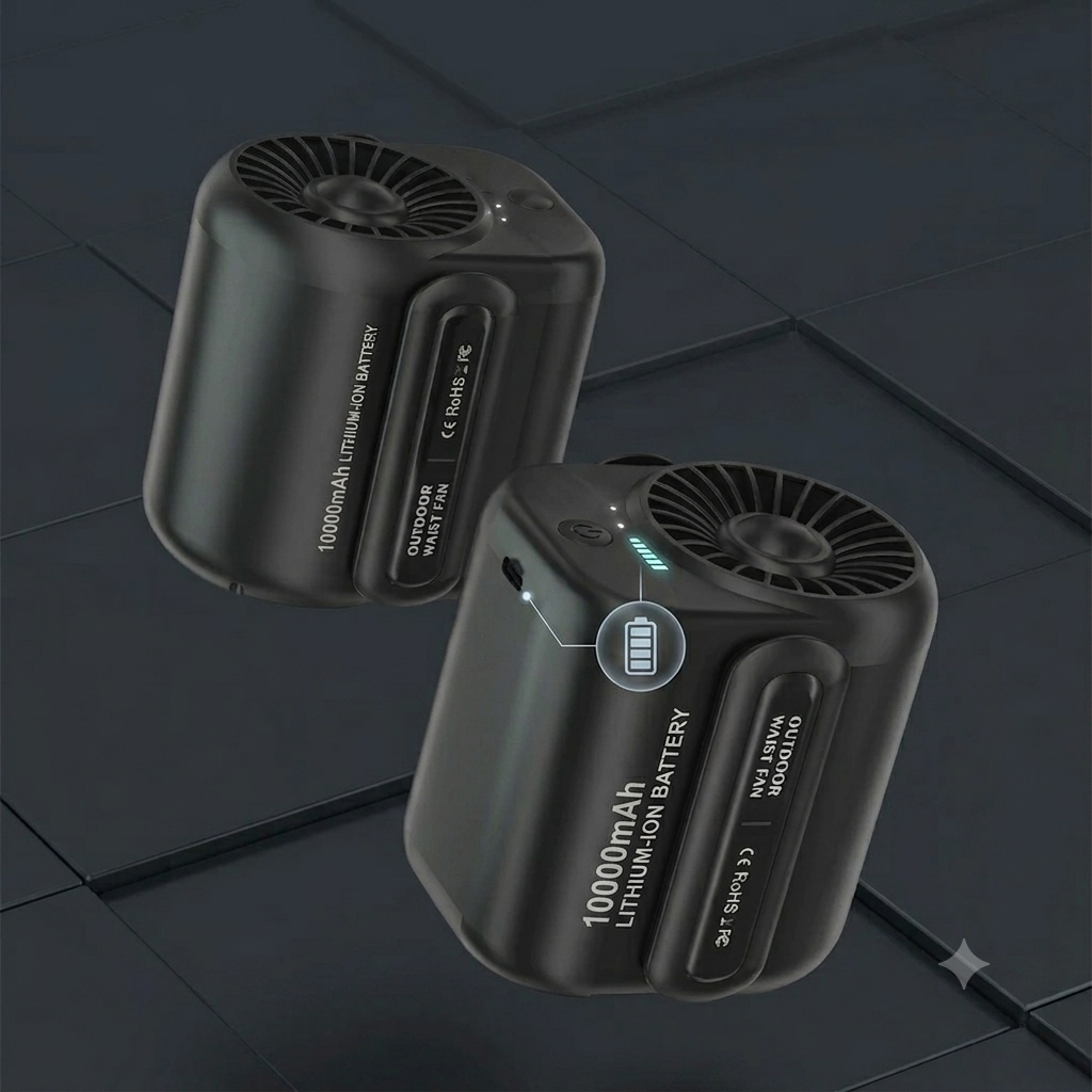 🧊50%off🧊Heavy-Duty 360° Waist Fan | 14,000 RPM Portable Turbo Clip-on Fan & 5000mAh Power Bank | Waterproof, Drop-Proof for Outdoor Work, Construction & Hiking