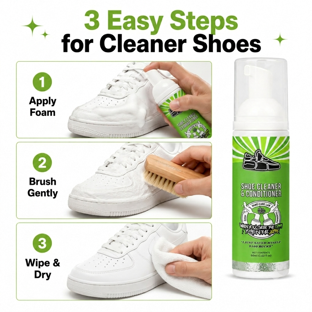 🔥Buy 1 Get 2 Free🔥Waterless Shoe Cleaner Foam | Multi-Surface All-in-One Stain Remover for Sneakers Leather Canvas Mesh & Rubber | Premium Hypoallergenic Sneaker Cleaning Kit