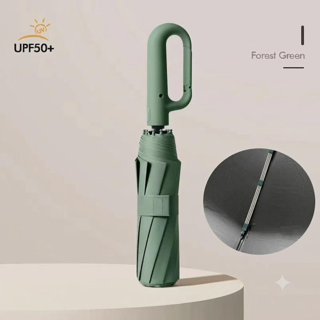 ☂️50%off☂️10-Bone Windproof Automatic Umbrella | UPF 50+ UV Blocking Sun & Rain Travel Compact Umbrella with Innovative Carabiner Handle | Large Foldable Business Parasol