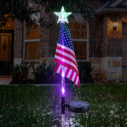 🔥50%off🗽 Factory of Solar Powered Independent National Flag LED Ground Plug Lights, Outdoor Waterproof Decorations for Courtyards and Gardens