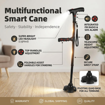 🦯 Multifunction Folding Walking Cane