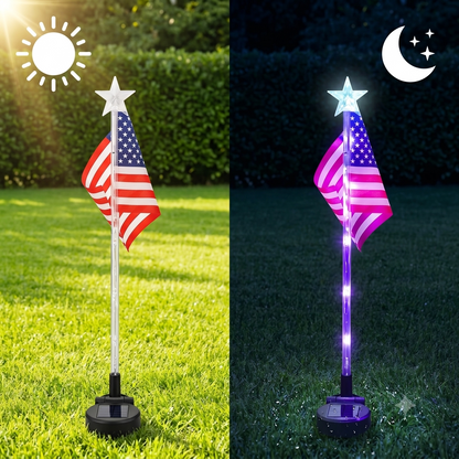 🔥50%off🗽 Factory of Solar Powered Independent National Flag LED Ground Plug Lights, Outdoor Waterproof Decorations for Courtyards and Gardens