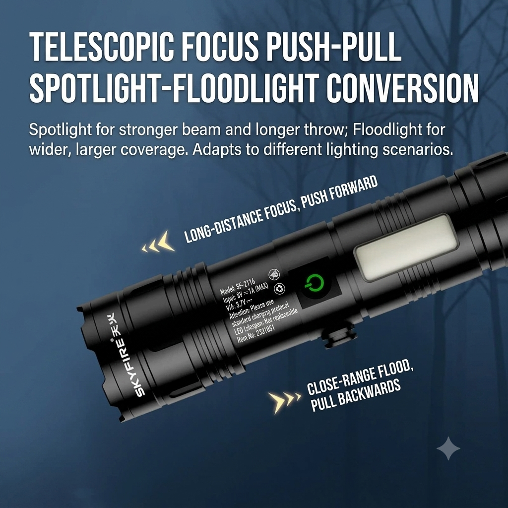 🔥🔥50%off 🔦Rechargeable High-Lumen Flashlight, Large Capacity, Long-Distance Beam, Long-Lasting Lighting Lamp for Outdoor Camping