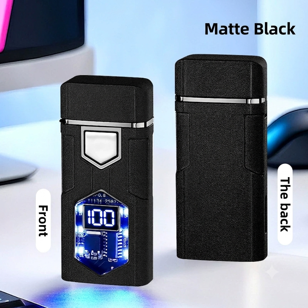 🔥50%off🔥Smart Voice-Control Lighter - Cyberpunk Dual Flame Torch Lighter, Type-C Rechargeable Windproof Electric Lighter