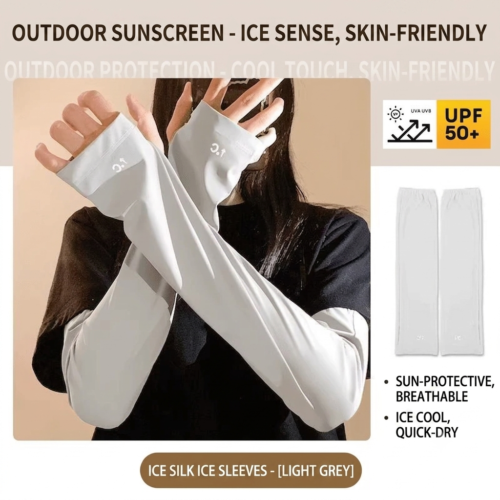 🧊50%off🧊2026 New Loose Oversized Ice Silk Sun Protection Arm Sleeves, Thin UV Protection Cooling Sleeves for Summer