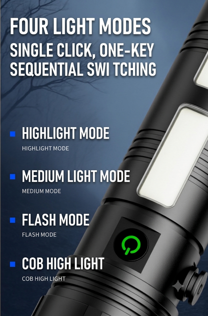 🔥🔥50%off 🔦Rechargeable High-Lumen Flashlight, Large Capacity, Long-Distance Beam, Long-Lasting Lighting Lamp for Outdoor Camping