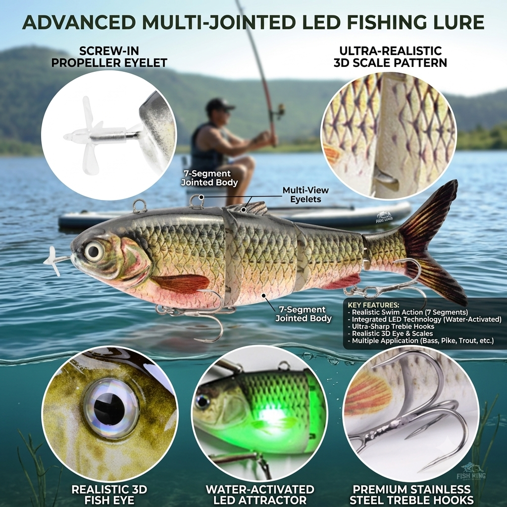🦈2026 New Model 🎣Multi-jointed robotic fishing lure with LED
