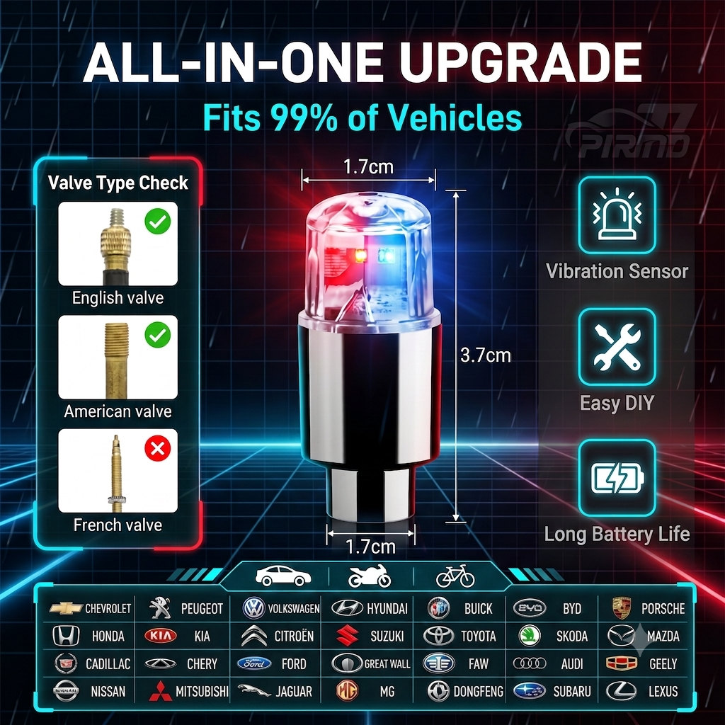🔥50%off✨Motion-Activated LED Wheel Lights | Waterproof Valve Stem Caps for Car, Motorcycle & Bike (4 Colors, Pack of 4)