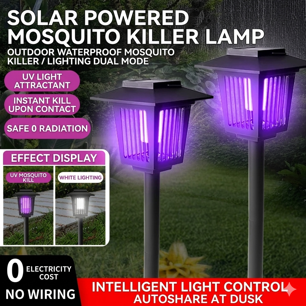 50%off🏠Summer Essentials🦟Solar-Powered UV Mosquito Killer Lamp