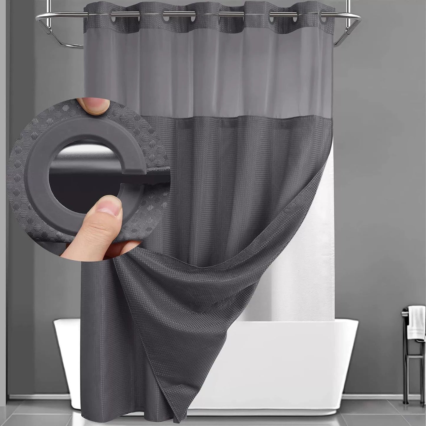 ✨50%OFF💥No-Hook Shower Curtain