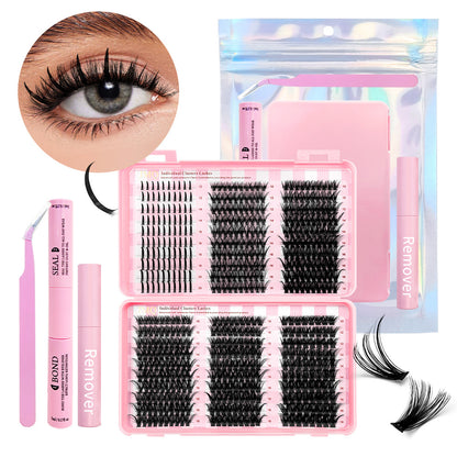 ✨50%off✨Salon-Quality At-Home Lash Clusters Set - Spiky Wispy Mega Volume Lashes (30D/50D/80D/100D) | Reusable & Waterproof