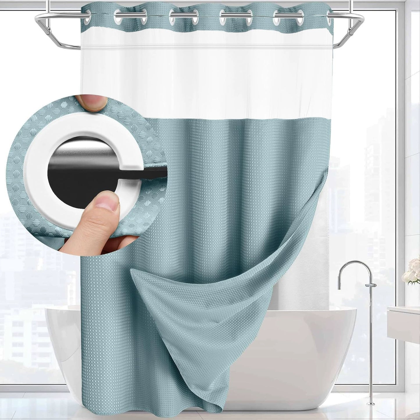 ✨50%OFF💥No-Hook Shower Curtain