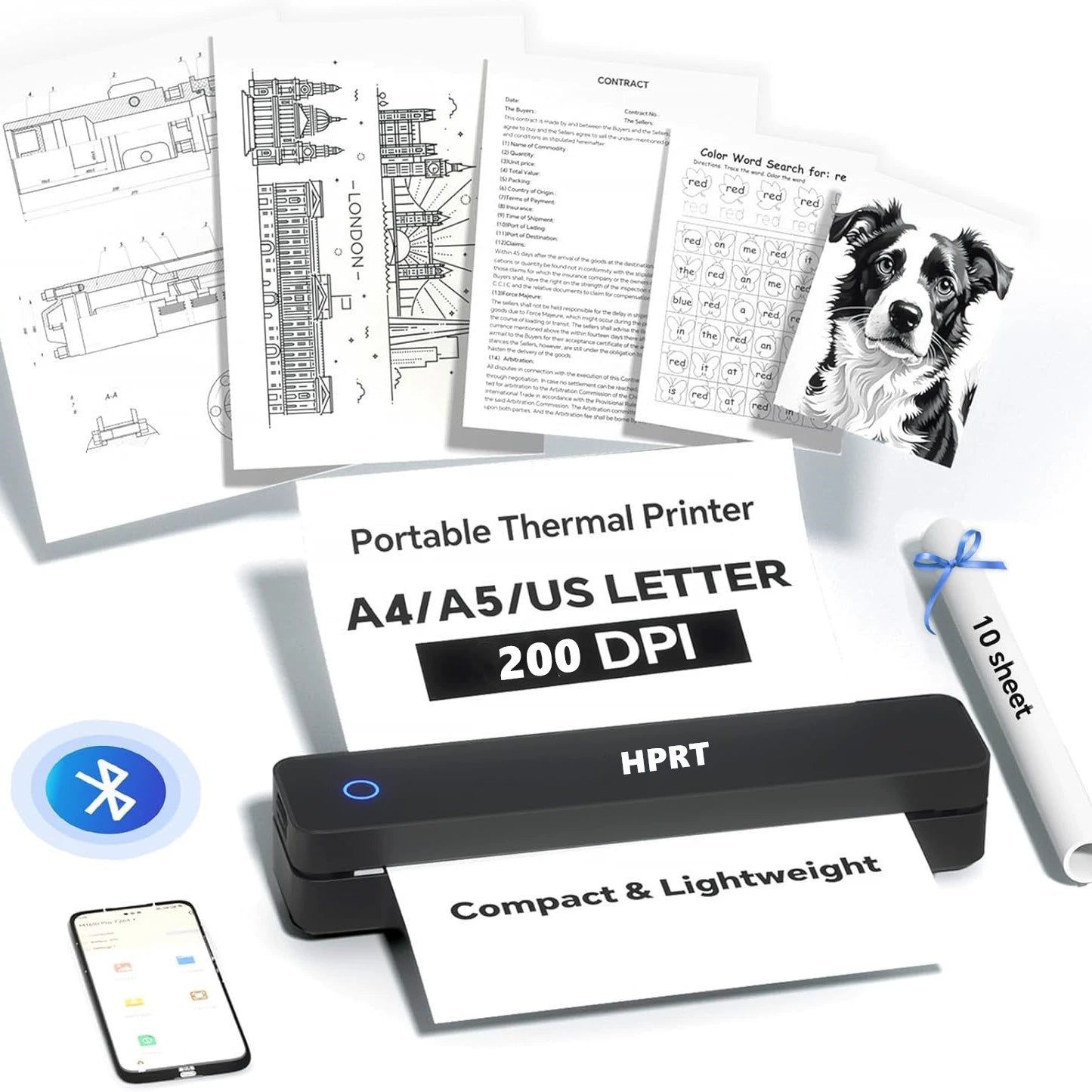 🔥50%off🔥Inkless Portable A4 Thermal Printer | Wireless Bluetooth Mobile Printer for Homework, Contracts & Study Notes | 2-in-1 Dual Width Support (A4 & 110mm) | BPA-Free Eco-Friendly Pocket Printer