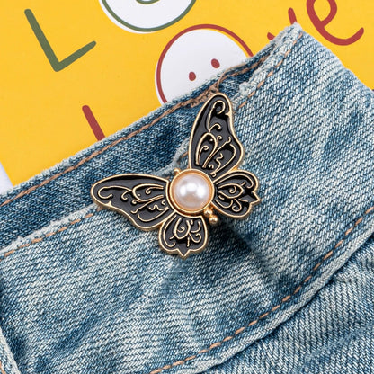 ✨Buy 1 Get 1 Free✨2-Piece Butterfly Pearl Waist Tightener Pins | No-Sew Detachable Adjustable Buckle Set for Jeans, Skirts & Pants | Instant Pants Waist Size Reducer Jewelry