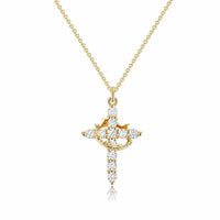 Gold cross necklace with diamonds