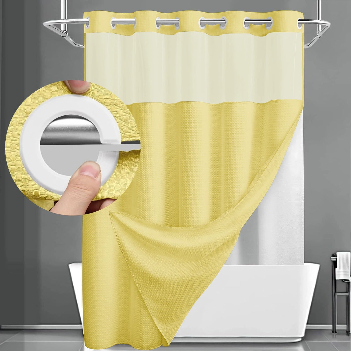 ✨50%OFF💥No-Hook Shower Curtain