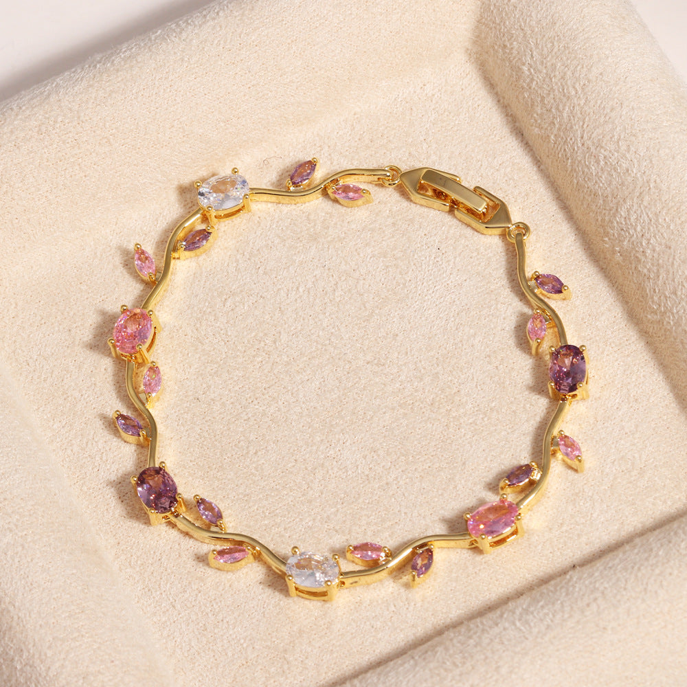 ✨50%OFF✨18K Gold Plated Micro-Pave Zirconia Bracelet | Luxury Sparkling Branch Vine Cuff Wristband | Adjustable Sliding Clasp Elegant Jewelry Gift for Women