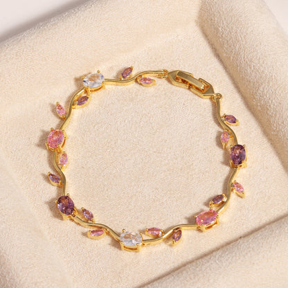 ✨50%OFF✨18K Gold Plated Micro-Pave Zirconia Bracelet | Luxury Sparkling Branch Vine Cuff Wristband | Adjustable Sliding Clasp Elegant Jewelry Gift for Women
