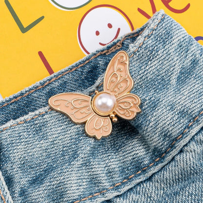 ✨Buy 1 Get 1 Free✨2-Piece Butterfly Pearl Waist Tightener Pins | No-Sew Detachable Adjustable Buckle Set for Jeans, Skirts & Pants | Instant Pants Waist Size Reducer Jewelry