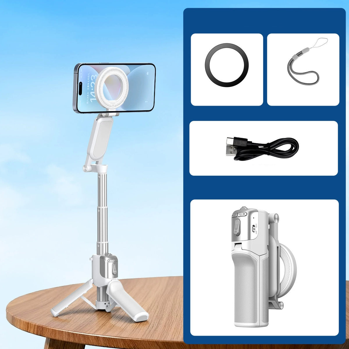 📸 Zoomable Magnetic Palm Grip | Selfie Stick & Tripod