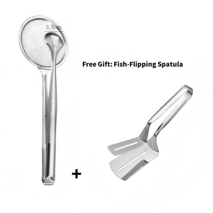 🔥Free Fish Frying Clip🔥2-in-1 Stainless Steel Strainer Tongs