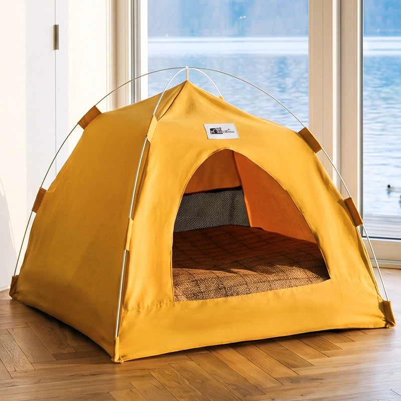🔥50%off🔥Portable Foldable Pet Tent Bed | Outdoor Shaded Cat & Dog Cave with Summer Cooling Mat | 100% Washable & Sturdy Travel Pet House