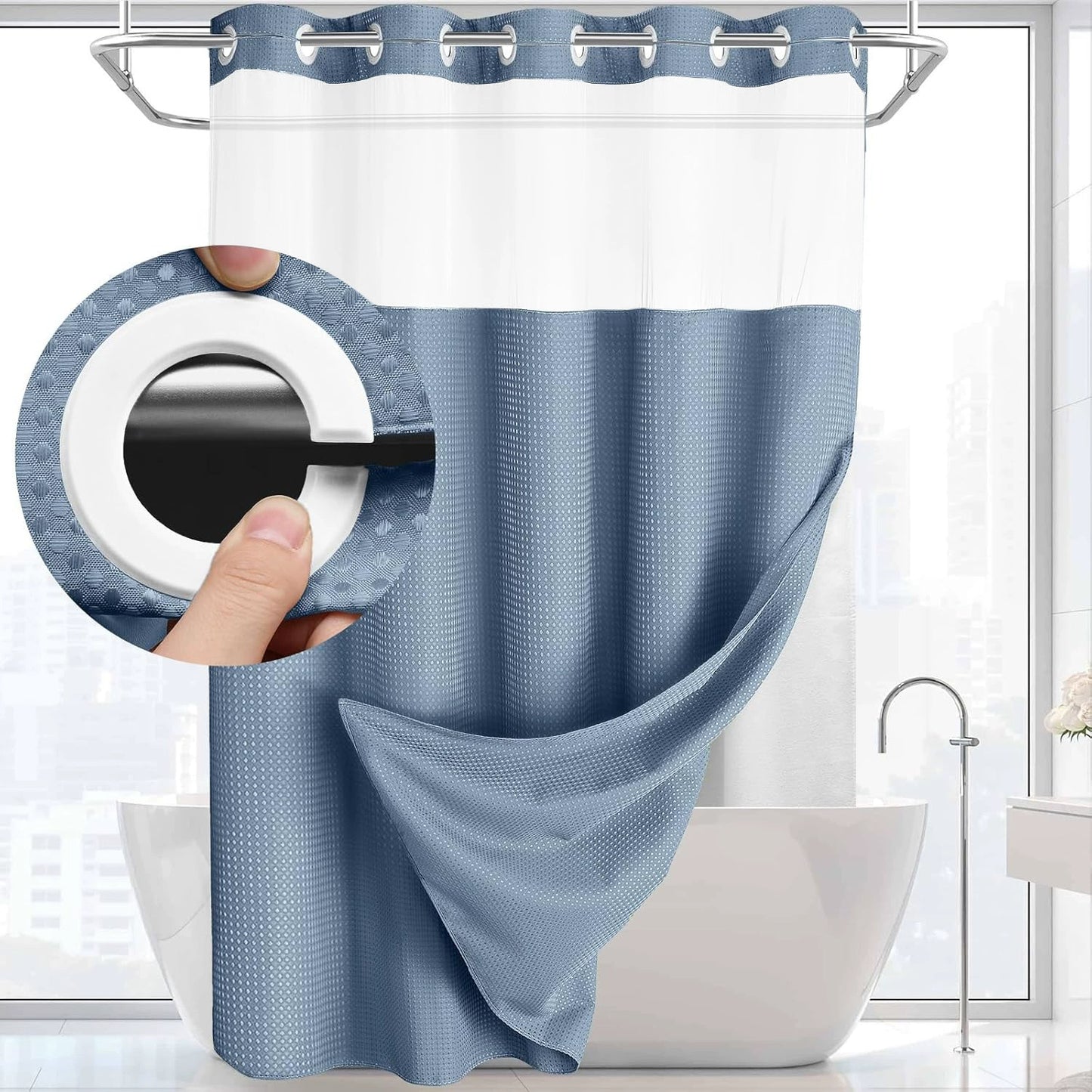 ✨50%OFF💥No-Hook Shower Curtain