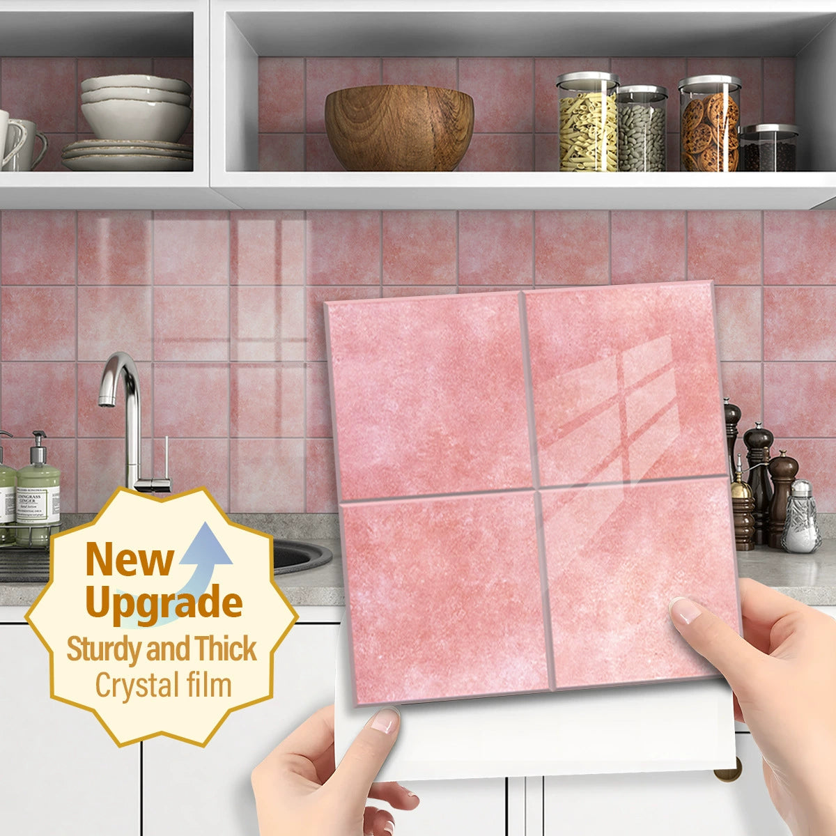 🔥 Today Only | 50% OFF ✨Thickened Self-Adhesive Wall Stickers, Waterproof & Oilproof Kitchen Tile Stickers for Kitchen & Bathroom