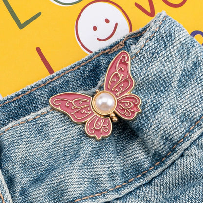 ✨Buy 1 Get 1 Free✨2-Piece Butterfly Pearl Waist Tightener Pins | No-Sew Detachable Adjustable Buckle Set for Jeans, Skirts & Pants | Instant Pants Waist Size Reducer Jewelry