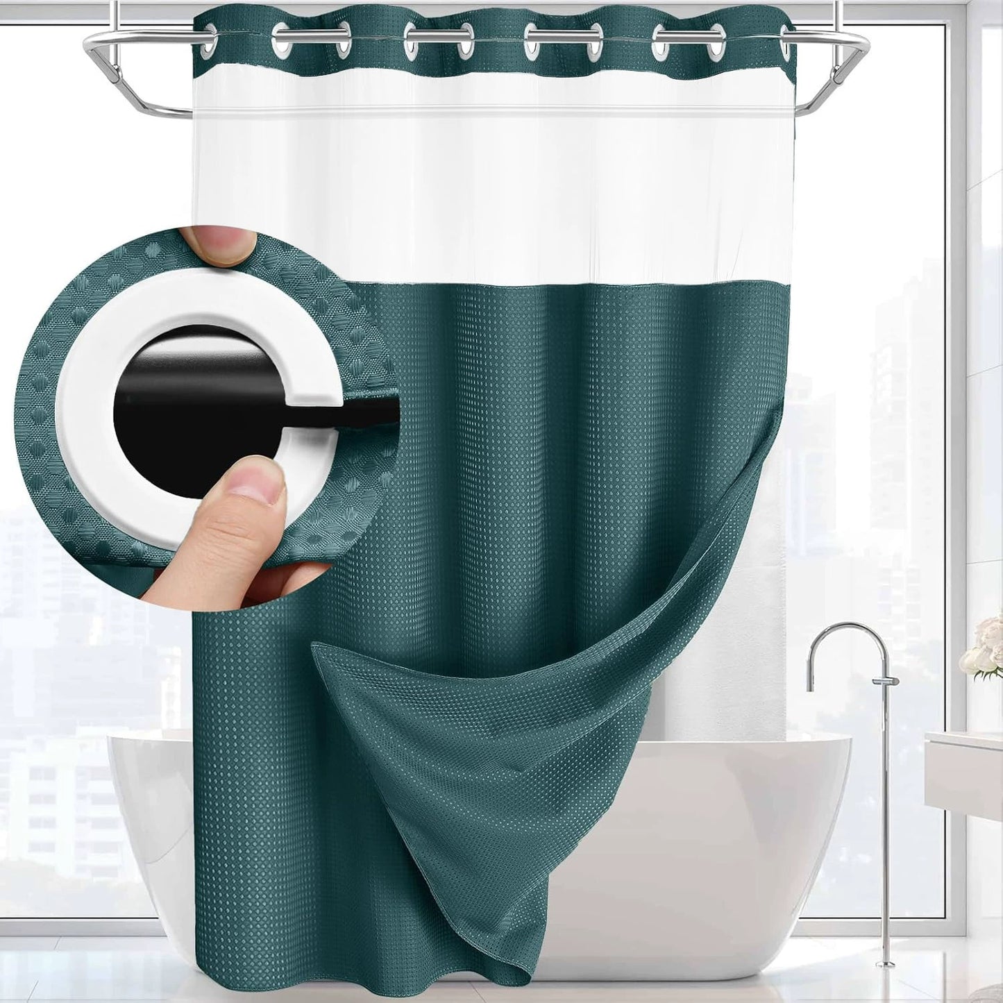 ✨50%OFF💥No-Hook Shower Curtain