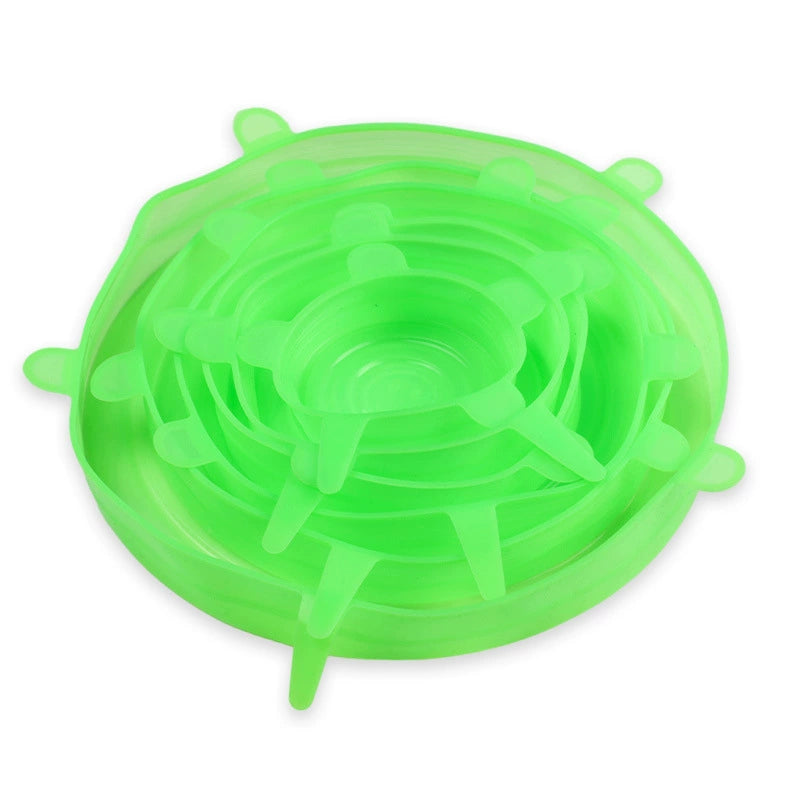 ✨Buy 1 Get 1 Free✨6-Pack Food Grade Silicone Stretch Lids | Reusable Leak-Proof Microwave & Freezer Safe Elastic Covers for Bowls, Cups, Plates & Fruits (Fits Square & Round)