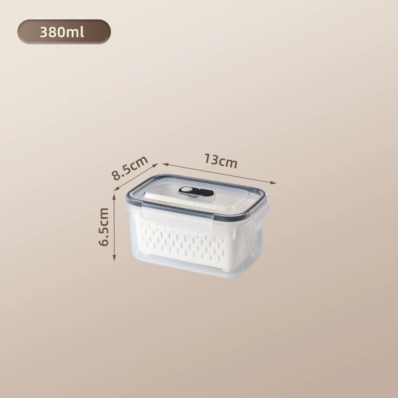 🔥Buy 1 Get 1 Free🔥Multi-Functional Fridge Storage Bin, Food-Grade Produce Saver with Drain Basket, Stackable Airtight Container with Handle