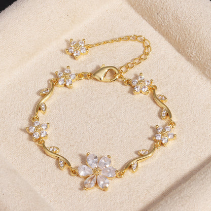 ✨50%OFF✨18K Gold Plated Micro-Pave Zirconia Bracelet | Luxury Sparkling Branch Vine Cuff Wristband | Adjustable Sliding Clasp Elegant Jewelry Gift for Women