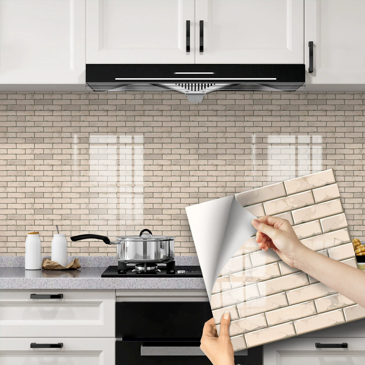 🔥 Today Only | 50% OFF ✨Thickened Self-Adhesive Wall Stickers, Waterproof & Oilproof Kitchen Tile Stickers for Kitchen & Bathroom
