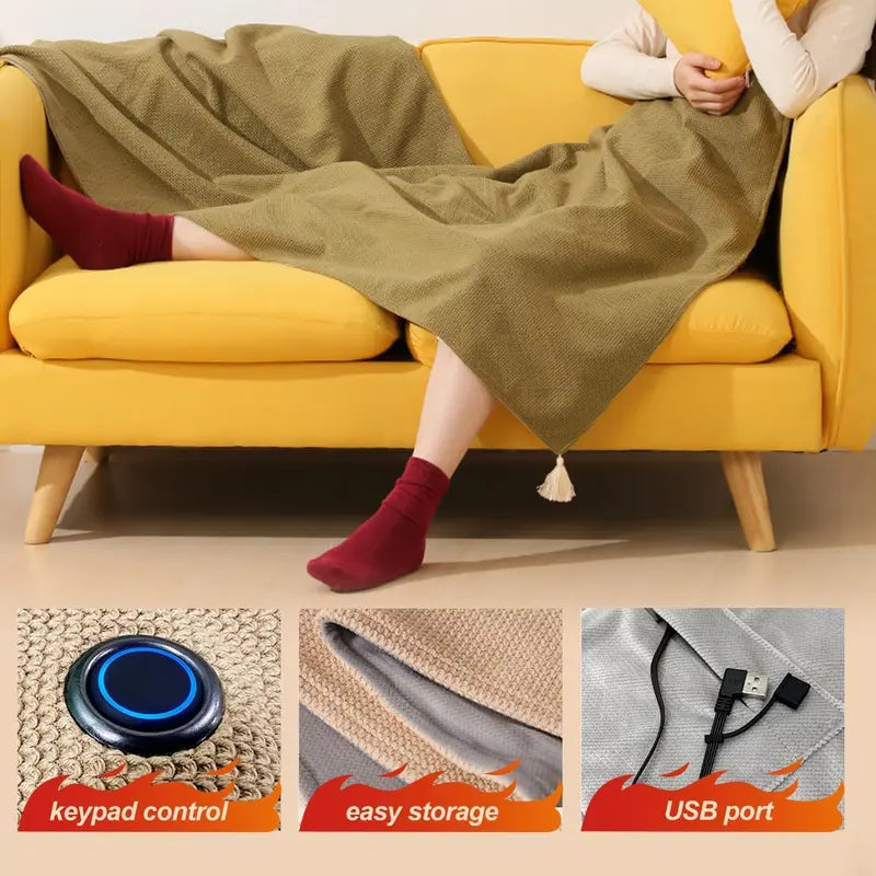 🔥Cozyhug🔥Portable Heated Shawl Soft Zipper Electric Heated Blanket Shawl