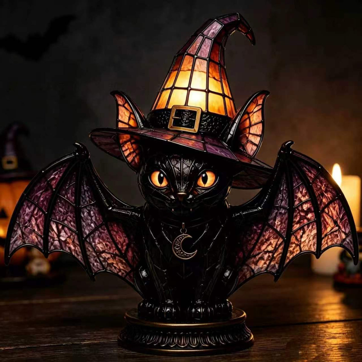 🔥Limited-time half-price sale 🎁Gothic Halloween Witch Cat Table Lamp